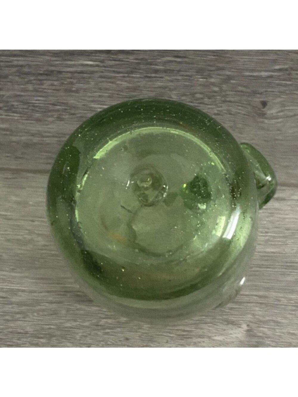 Vintage Small 5" Hand Blown Fancy Green Art Glass Pitcher-Bubble Detail-GUC - Picture 4 of 7